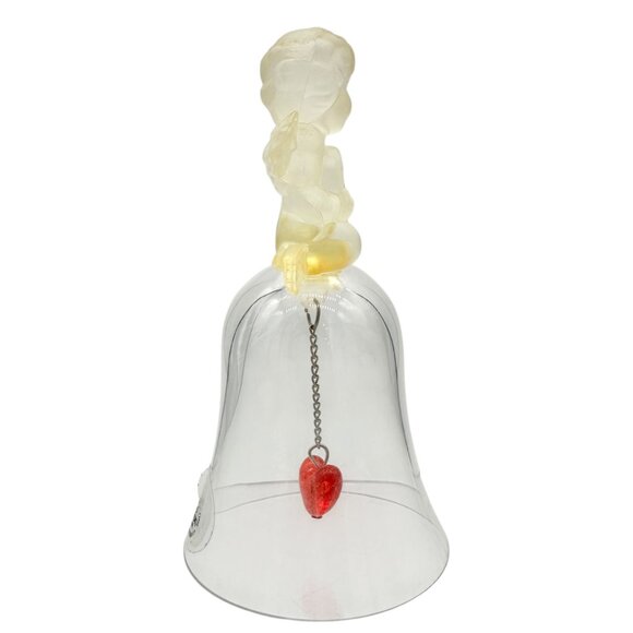 Avon 1991 Collectible Bell Frosted Angel Figurine With Red Heart Clapper 5" Tall - Picture 6 of 8